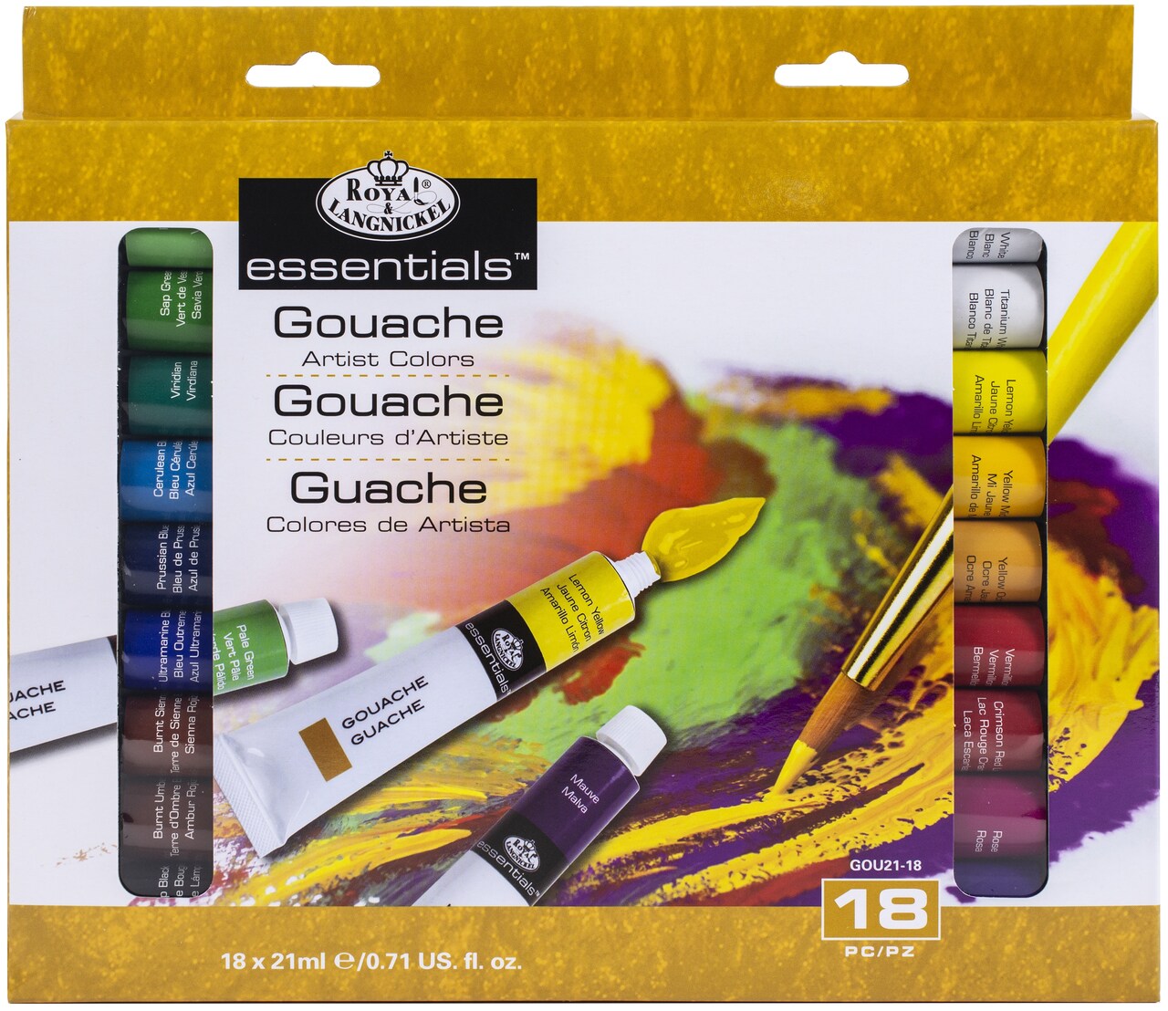 Royal & Langnickel(R) essentials(TM) Gouche Paints 21ml-18/Pkg